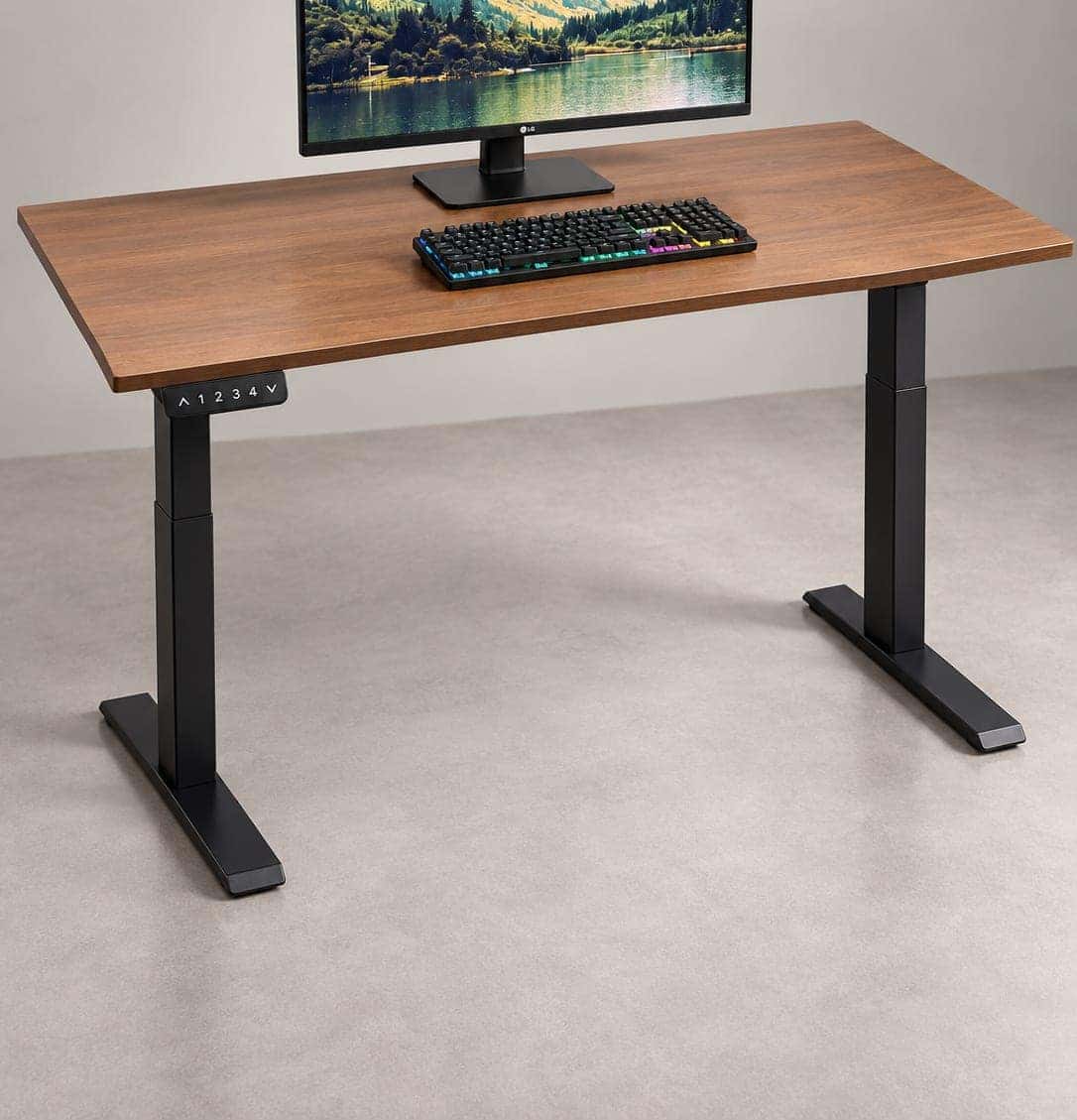 Ergolevel Core standing desk in Walnut