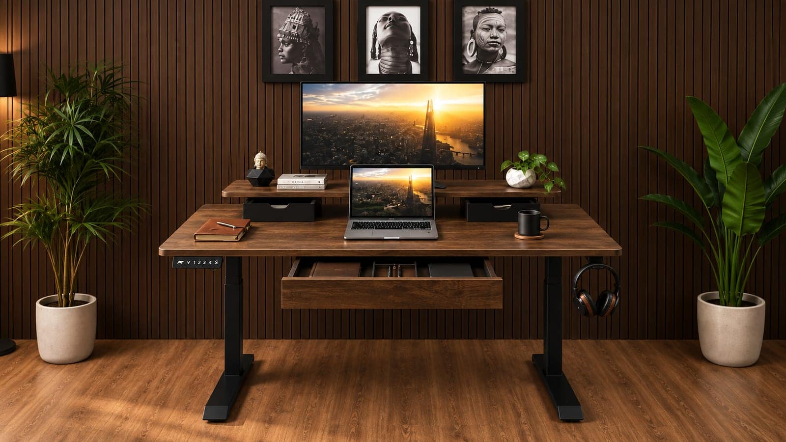 Ergolevel Pro in Walnut with black legs